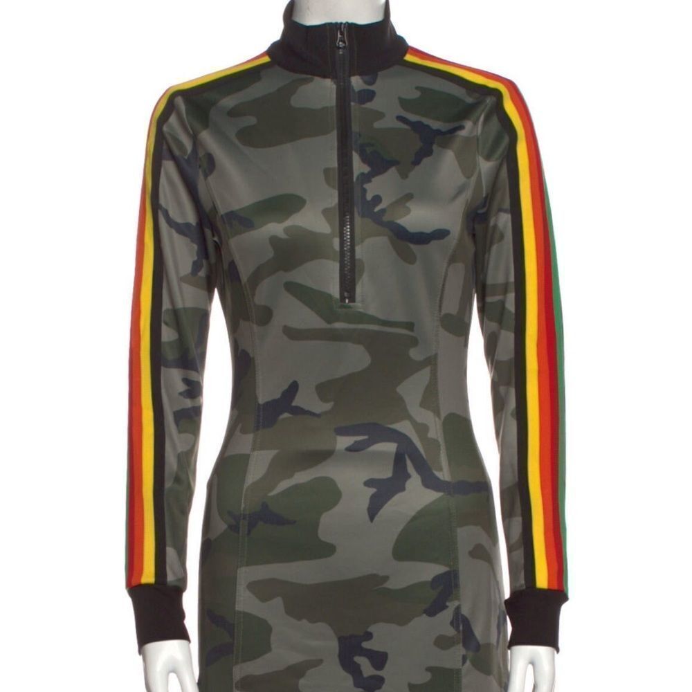 Pam & Gela Camo Track Dress Small - Picture 2 of 5